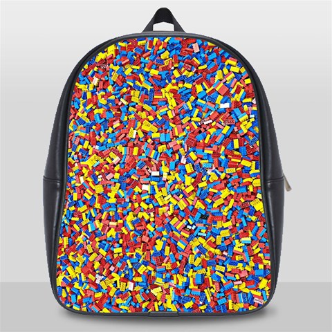 Colorful Lego Texture Lego Bricks School Bag (Large) from ArtsNow.com Front