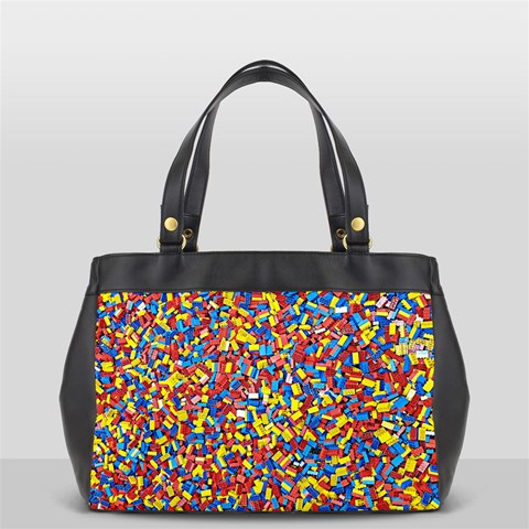 Colorful Lego Texture Lego Bricks Oversize Office Handbag from ArtsNow.com Front