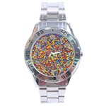 Colorful Lego Texture Lego Bricks Stainless Steel Analogue Watch