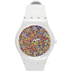 Colorful Lego Texture Lego Bricks Round Plastic Sport Watch (M)