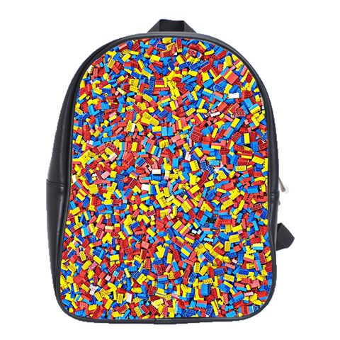 Colorful Lego Texture Lego Bricks School Bag (XL) from ArtsNow.com Front