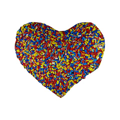 Colorful Lego Texture Lego Bricks Standard 16  Premium Heart Shape Cushions from ArtsNow.com Front