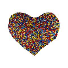 Colorful Lego Texture Lego Bricks Standard 16  Premium Heart Shape Cushions from ArtsNow.com Front