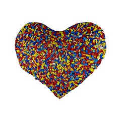 Colorful Lego Texture Lego Bricks Standard 16  Premium Heart Shape Cushions from ArtsNow.com Back