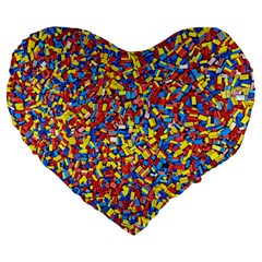 Colorful Lego Texture Lego Bricks Large 19  Premium Heart Shape Cushions from ArtsNow.com Front