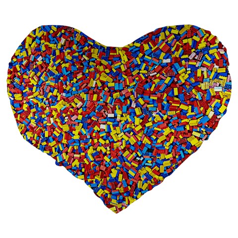 Colorful Lego Texture Lego Bricks Large 19  Premium Heart Shape Cushions from ArtsNow.com Back