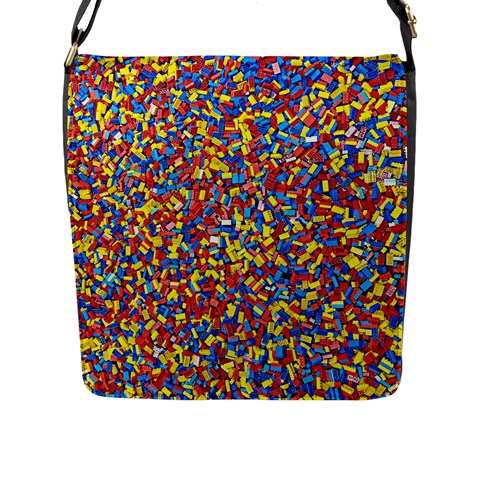 Colorful Lego Texture Lego Bricks Flap Closure Messenger Bag (L) from ArtsNow.com Front