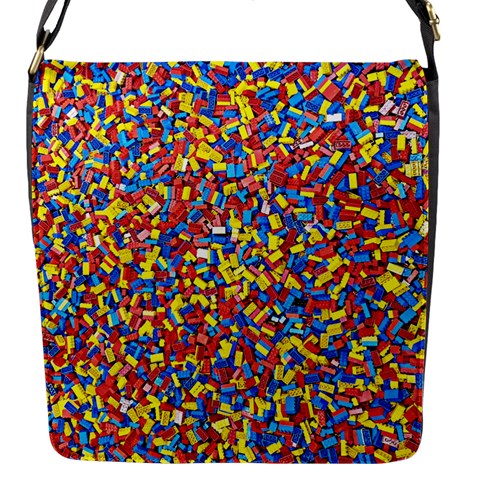 Colorful Lego Texture Lego Bricks Flap Closure Messenger Bag (S) from ArtsNow.com Front