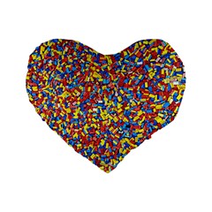 Colorful Lego Texture Lego Bricks Standard 16  Premium Flano Heart Shape Cushions from ArtsNow.com Front