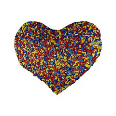 Colorful Lego Texture Lego Bricks Standard 16  Premium Flano Heart Shape Cushions from ArtsNow.com Back