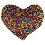 Colorful Lego Texture Lego Bricks Large 19  Premium Flano Heart Shape Cushions