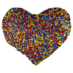 Colorful Lego Texture Lego Bricks Large 19  Premium Flano Heart Shape Cushions from ArtsNow.com Back