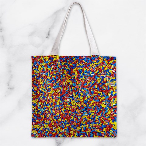 Colorful Lego Texture Lego Bricks Zipper Grocery Tote Bag from ArtsNow.com Front