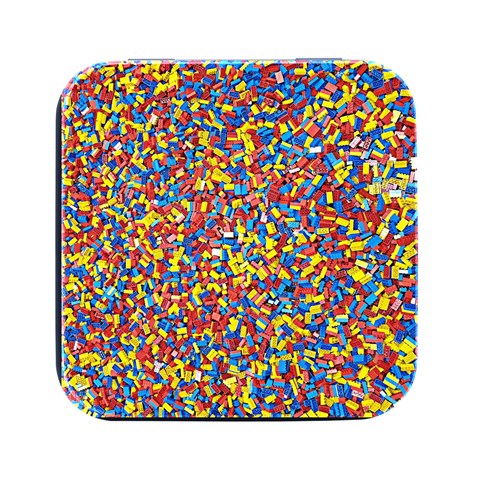 Colorful Lego Texture Lego Bricks Square Metal Box (Black) from ArtsNow.com Front