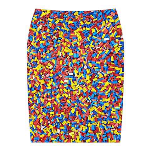 Colorful Lego Texture Lego Bricks Midi Wrap Pencil Skirt from ArtsNow.com Back