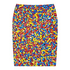 Colorful Lego Texture Lego Bricks Midi Wrap Pencil Skirt from ArtsNow.com Back