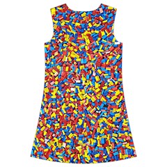 Colorful Lego Texture Lego Bricks Kids  Short Sleeve Velvet Dress from ArtsNow.com Back