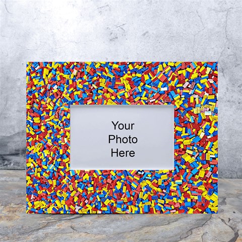 Colorful Lego Texture Lego Bricks White Tabletop Photo Frame 4 x6  from ArtsNow.com Front