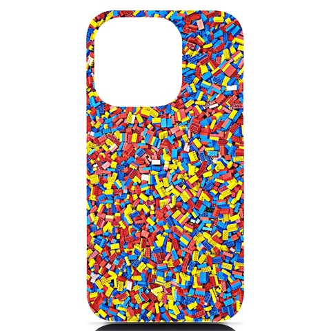 Colorful Lego Texture Lego Bricks iPhone 14 Pro Black UV Print Case from ArtsNow.com Front