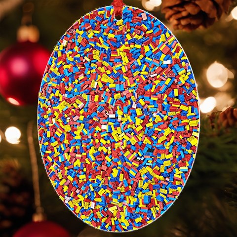 Colorful Lego Texture Lego Bricks UV Print Acrylic Ornament Oval from ArtsNow.com Front