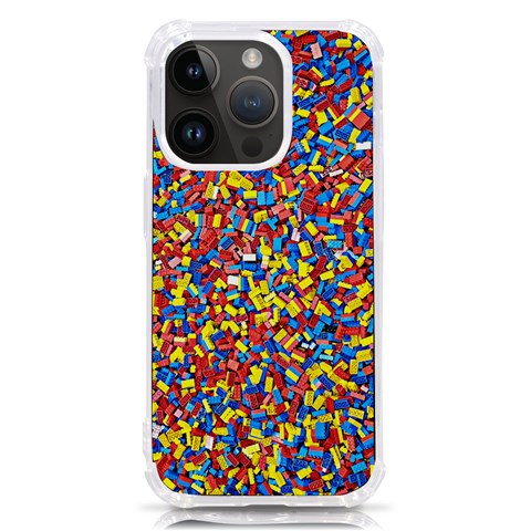 Colorful Lego Texture Lego Bricks iPhone 14 Pro TPU UV Print Case from ArtsNow.com Front