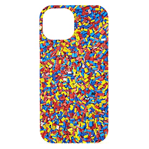 Colorful Lego Texture Lego Bricks iPhone 15 Black UV Print PC Hardshell Case from ArtsNow.com Front