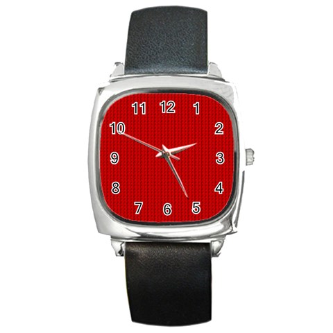 Ed Lego Texture Macro, Red Dots Background, Lego Square Metal Watch from ArtsNow.com Front