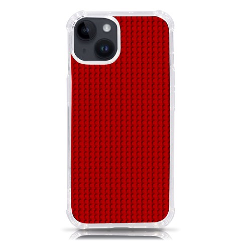 Ed Lego Texture Macro, Red Dots Background, Lego iPhone 14 TPU UV Print Case from ArtsNow.com Front