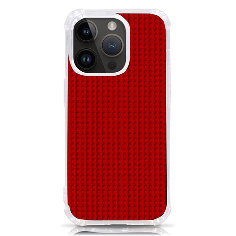 Ed Lego Texture Macro, Red Dots Background, Lego iPhone 14 Pro TPU UV Print Case from ArtsNow.com Front