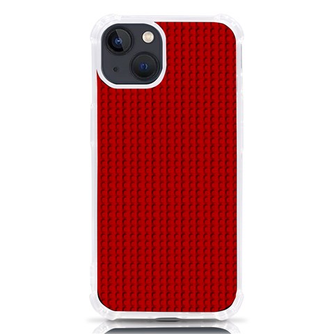 Ed Lego Texture Macro, Red Dots Background, Lego iPhone 13 TPU UV Print Case from ArtsNow.com Front