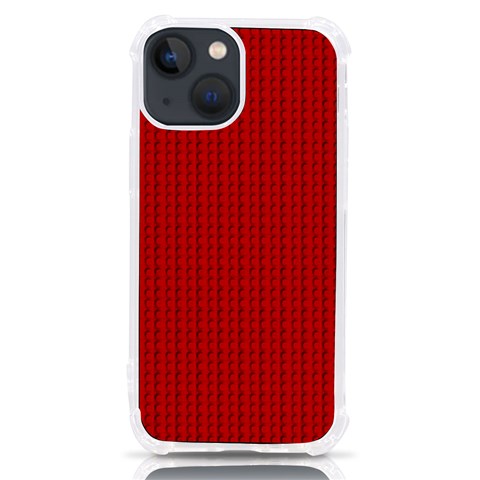 Ed Lego Texture Macro, Red Dots Background, Lego iPhone 13 mini TPU UV Print Case from ArtsNow.com Front