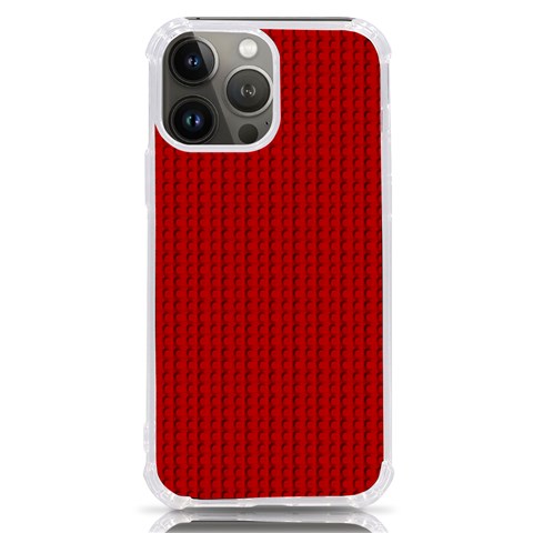 Ed Lego Texture Macro, Red Dots Background, Lego iPhone 13 Pro Max TPU UV Print Case from ArtsNow.com Front