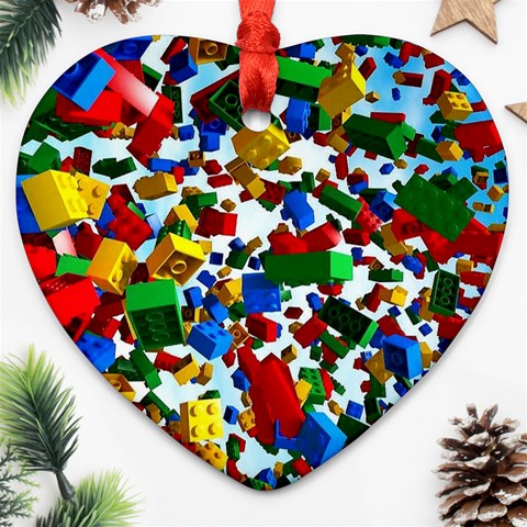 Falling Lego Bricks, Desenho Ornament (Heart) from ArtsNow.com Front