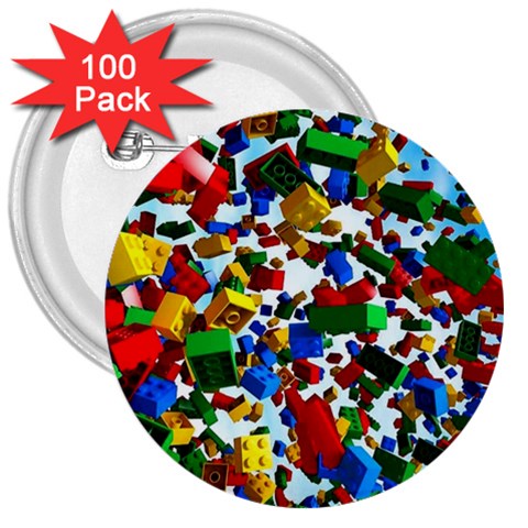 Falling Lego Bricks, Desenho 3  Buttons (100 pack)  from ArtsNow.com Front