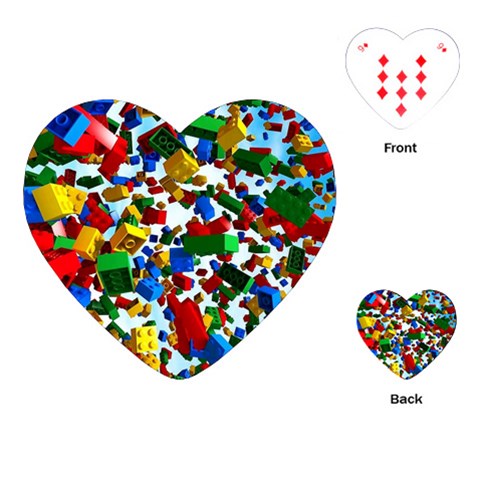 Falling Lego Bricks, Desenho Playing Cards Single Design (Heart) from ArtsNow.com Front