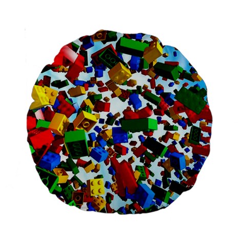 Falling Lego Bricks, Desenho Standard 15  Premium Round Cushions from ArtsNow.com Front