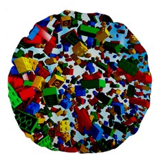 Falling Lego Bricks, Desenho Large 18  Premium Flano Round Cushions from ArtsNow.com Front