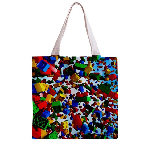 Falling Lego Bricks, Desenho Zipper Grocery Tote Bag from ArtsNow.com Front