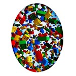 Falling Lego Bricks, Desenho Oval Glass Fridge Magnet (4 pack)