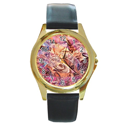 Blend  Round Gold Metal Watch from ArtsNow.com Front