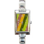 Autmn Stripes Colors Geometric Print Design Rectangle Italian Charm Watch