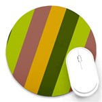 Autmn Stripes Colors Geometric Print Design Round Mousepad