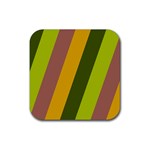 Autmn Stripes Colors Geometric Print Design Rubber Coaster (Square)