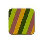 Autmn Stripes Colors Geometric Print Design Rubber Square Coaster (4 pack)