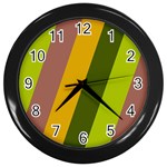 Autmn Stripes Colors Geometric Print Design Wall Clock (Black)