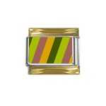 Autmn Stripes Colors Geometric Print Design Gold Trim Italian Charm (9mm)