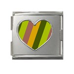 Autmn Stripes Colors Geometric Print Design Mega Link Heart Italian Charm (18mm)