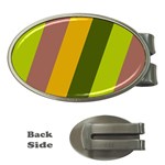 Autmn Stripes Colors Geometric Print Design Money Clips (Oval) 