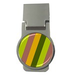 Autmn Stripes Colors Geometric Print Design Money Clips (Round) 