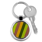 Autmn Stripes Colors Geometric Print Design Key Chain (Round)